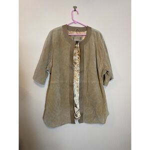 Iman Suede Kimono Jacket Tan XL NWOT Genuine Leather